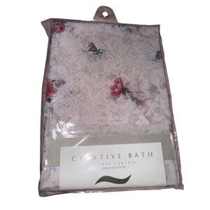 Creative Bath Rose Lace Shower Curtain 70" X 72" 100% Vinyl Floral Shabby Chic